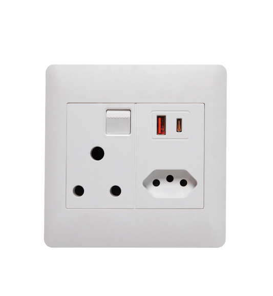 Flush Mounted SSO (1 x 16A 3PIN / 2 x 3PIN Euro / 2 x USB Type A & C Outlet) - Apollo