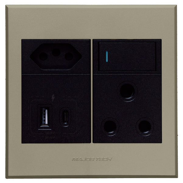 Flush Mounted SSO (1 x 16A 3 PIN / 2 x 3 PIN EURO / 2 x USB TYPE A & C OUTLET) - Veti 3