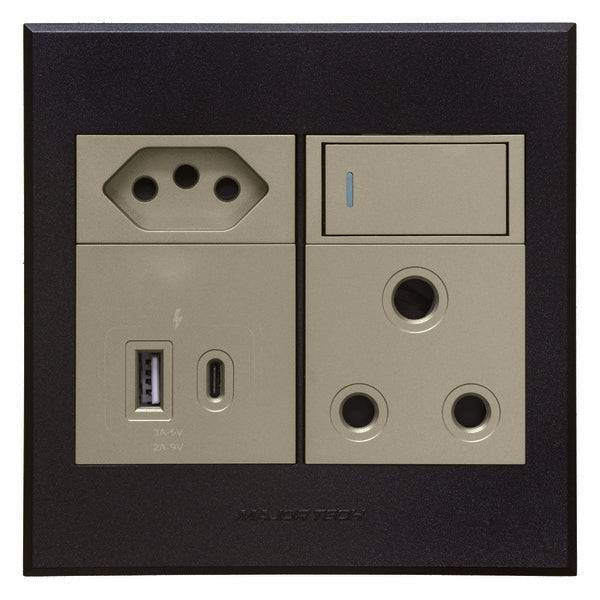 Flush Mounted SSO (1 x 16A 3 PIN / 2 x 3 PIN EURO / 2 x USB TYPE A & C OUTLET) - Veti 3