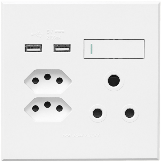 Flush Mounted SSO (1 x 16A 3PIN / 2 x 3PIN EURO / 2 x USB TYPE A OUTLETS) - Veti 3