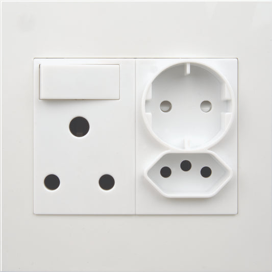 Flush Mounted SSO (1x16A 3PIN / 1 x 3PIN Euro Socket / 1 x Schuko Socket) - Dena Q