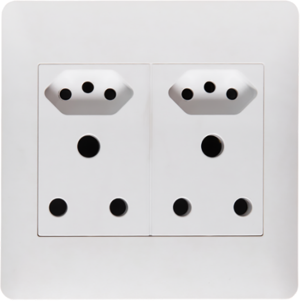 Flush Mounted Unswitched Socket Outlet ( 2 X16A 3PIN/ 2 x 3PIN Euro Socket) - Apollo