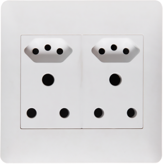 Flush Mounted Unswitched Socket Outlet ( 2 X16A 3PIN/ 2 x 3PIN Euro Socket) - Apollo