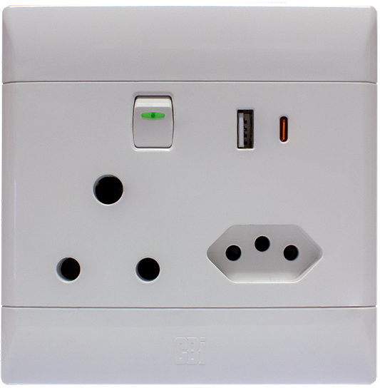 Flush Mounted SSO (1 x 16A 3 PIN / 2 x 3 PIN EURO / 2 x USB TYPE A & C OUTLET) - CBI