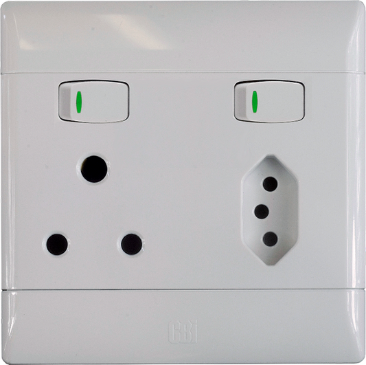 Flush Mounted SSO (1 x 16A  3PIN / 1 x 3PIN EURO SOCKET) - CBI