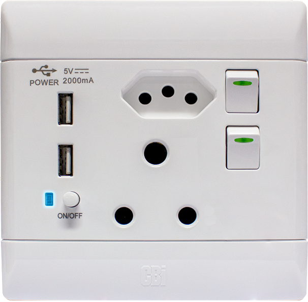 Flush Mounted SSO (1 x 16A 3PIN / 2 x 3PIN EURO / 2 x USB TYPE A OUTLETS) - CBI